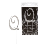 Mega Crafts - Sparkling Rhinestone Letter Cake Topper - Q Silver
