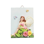 Mega Favors - Fairy with Flower Poly Resin Wall Plaque
