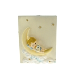 Mega Favors - Baby Laying on Moon Poly Resin Plaque - Blue