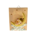 Mega Favors - Baby Laying on Moon Poly Resin Plaque - Pink