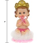 Mega Favors - 8" Baby Wearing Crown Poly Resin - Pink