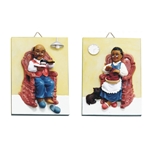 Mega Favors - Ethnic Grandparents Sitting on Chair Poly Resin Wall Plaque - Asst