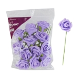 3" EVA Rose Flower with Stem - Lavender /Set of 12