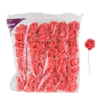 3" EVA Rose Flower with Stem - Coral /Set of 48