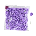 3" EVA Rose Flower with Stem - Purple /Set of 48
