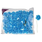 Mega Crafts - 3" EVA Rose Flower with Stem - Light Blue