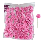 3" EVA Rose Flower with Stem - Pink /Set of 48