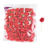 3" EVA Rose Flower with Stem - Red /Set of 48