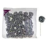 3" EVA Rose Flower with Stem - Silver /Set of 48