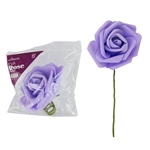 8" EVA Rose Flower with Stem - Lavender