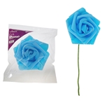 Mega Crafts - 8" EVA Rose Flower with Stem - Light Blue