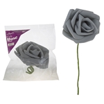 8" EVA Rose Flower with Stem - Silver