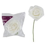 8" EVA Rose Flower with Stem - White