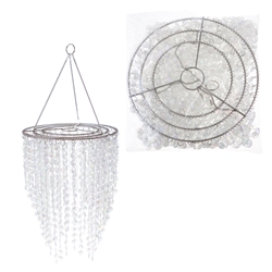 Mega Crafts - 14" x 16" Crystal Chandelier with Acrylic Round Gems - Clear