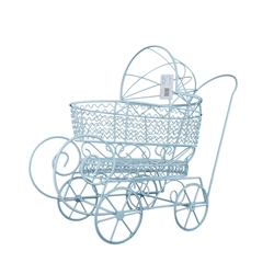 Mega Crafts - 16" Wire Baby Stroller with Moveable Wheels - Blue