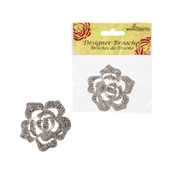Mega Crafts - Sparkling Rhinestone Medium Floral Designer Brooch - E