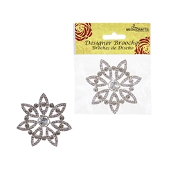 Mega Crafts - Sparkling Rhinestone Medium Floral Designer Brooch - I