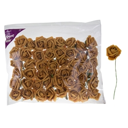 Mega Crafts - 3" EVA Rose Flower with Stem - Gold